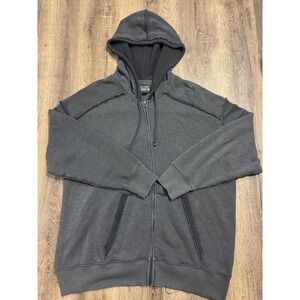 American Eagle Seriously Lived-In Zip Up Hoodie Faded Black Raw Seam Mens L/XL